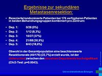Ergebnisse der sekundren Metastasenresektion