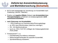 Defizite bei Arzeimittelzulassung und Marktberwachung (Sicherheit)