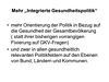 Mehr 'Integrierte Gesundheitspolitik'